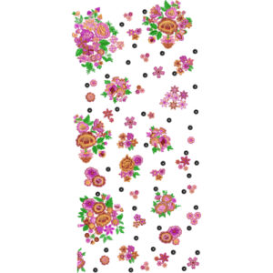 Colorful Scattered Floral Pattern Design in Pink and Orange on Light Background for Textile Prints