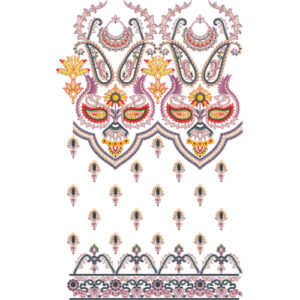 Elegant Ornamental Floral Front Panel Design in Multicolor on Light Background for Textile Prints