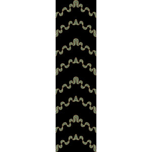 Elegant Repeating Scalloped Border Pattern with Stone Detailing on Black Background for Textile Prints