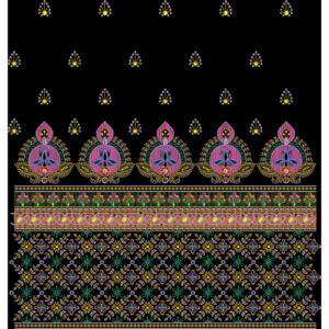 Royalty Free Traditional Floral Border Embroidery Design with Multicolor Thread Work