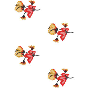 Stylized Floral Motif Pattern in Red and Yellow on Light Background for Textile Prints