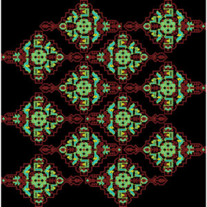 Traditional Geometric Ikat Pattern Design in Multicolor on Black Background for Textile Prints