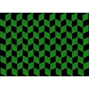 Modern Geometric Chevron Pattern Design in Green on Black Background for Textile Prints