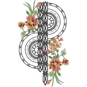 Modern Floral and Geometric Fusion Panel Design in Multicolor on Light Background for Textile Prints