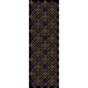 Traditional Multicolor Geometric All-Over Pattern Design on Black Background for Textile Prints