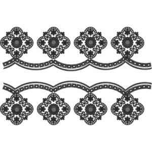 Classic Black Ornamental Floral Border Design on Light Background for Textile Prints