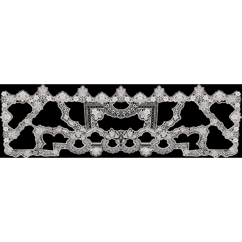 Luxury White Lace Inspired Ornamental Border Design on Black Background for Textile Prints