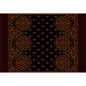 Luxury Ornamental Floral All-Over Pattern Design in Gold and Red on Dark Background for Textile Prints