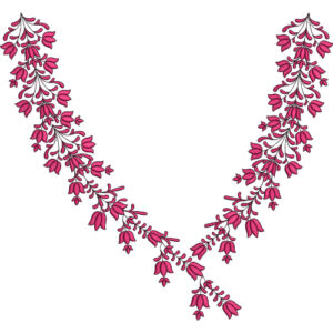 Royalty Free Floral Neckline Embroidery Design with Elegant Pink Thread Work