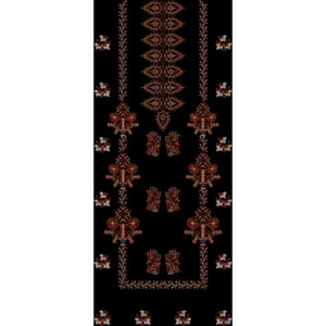 Traditional Vertical Floral Vine Embroidery Panel Design in Copper Tones on Black