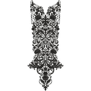Elegant Black Floral Baroque Embroidery Neckline Design