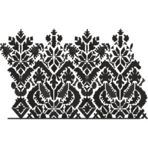 Classic Black Damask Floral Border Embroidery Design
