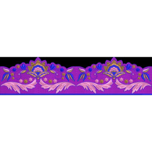Royalty Free Decorative Floral Border Embroidery Design with Rich Purple Thread Work
