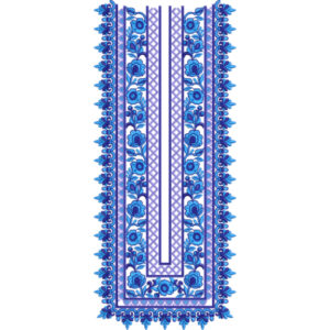 Blue Floral Traditional Neckline Embroidery Design