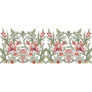Elegant Botanical Embroidery-Inspired Floral Textile Print Design