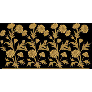 Luxury Golden Floral Embroidery Border Textile Print Design