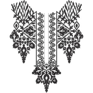 Traditional Ikat-Inspired Geometric Neckline Textile Print Design