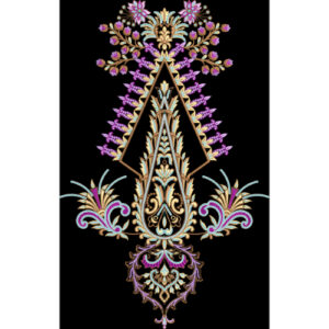 Royalty Free Ornamental Panel Embroidery Design with Luxury Multicolor Thread Work