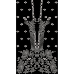 Elegant Floral Neckline Panel with All-Over Motif Textile Print Design