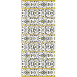 Decorative Tile-Inspired Geometric Floral Textile Print Design