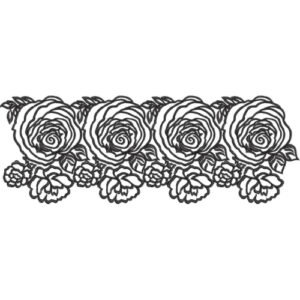 Hand-Drawn Rose Floral Line Art Border Textile Design