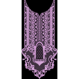 Elegant Ornamental Neckline Panel with Geometric Detailing Textile Design