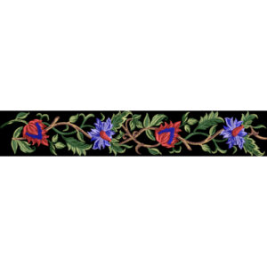 Embroidered Floral Vine Border Textile Print Design
