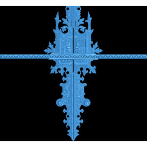 Ornamental Cross-Style Motif with Decorative Band Textile Print Design