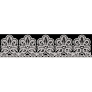 Classic White Ornamental Embroidery Border Textile Print Design