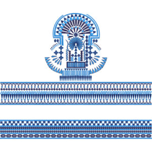 Traditional Geometric Motif with Decorative Border Textile Print Design