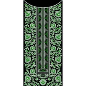 Elegant Green Floral Embroidery Neckline Panel Textile Design