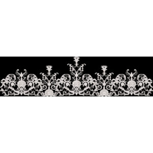 Royalty Free Ornamental Floral Border Embroidery Design with White Thread Work