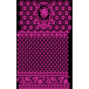 Ornamental Floral Panel with Geometric Pattern Textile Print Design