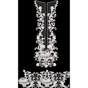 Elegant White Floral Embroidery Neckline Panel with Border Textile Design