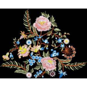 Elegant Multicolor Floral Embroidery Motif Textile Design