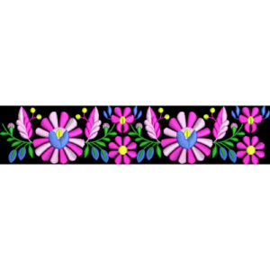 Vibrant Pink Floral Embroidery Border Textile Design