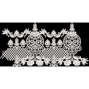 Classic White Ornamental Embroidery Border Textile Design