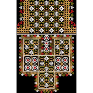 Traditional Geometric Floral Embroidery Neckline Panel Textile Design