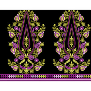 Ornamental Paisley Floral Border Embroidery Textile Design