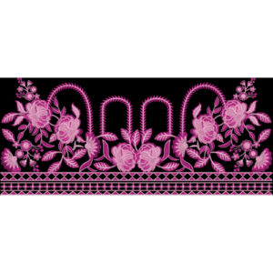 Elegant Pink Floral Embroidery Border Textile Design