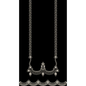 Classic White Ornamental Chain Neckline Panel with Border Textile Design