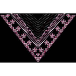 Pink Floral Chevron Embroidery Panel Textile Design