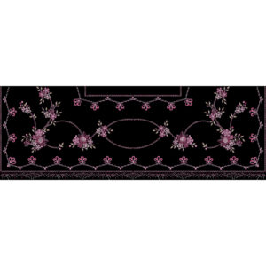 Delicate Pink Floral Vine Border Embroidery Textile Design