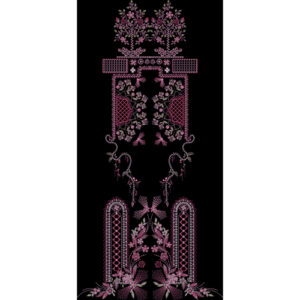 Ornate Pink Floral Embroidery Neckline Panel Textile Design