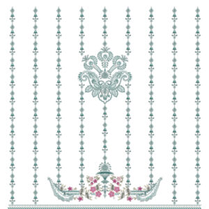 Classic Vertical Mughal Floral Stripe Embroidery Textile Design
