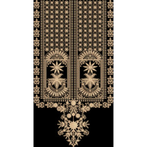 Traditional Gold Ethnic Panel Embroidery Design