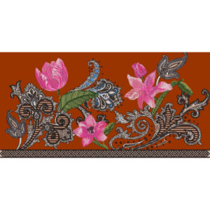 Ornate Floral Paisley Border Embroidery Design