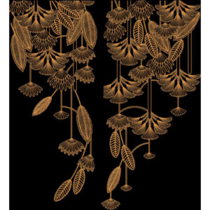 Golden Hanging Leaf Vine Embroidery Panel Design