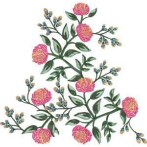 Delicate Pink Floral Vine Embroidery Motif