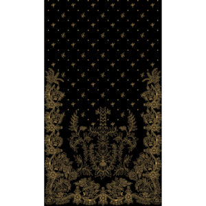 Luxurious Gold Floral Panel with Scattered Buti Embroidery Design
